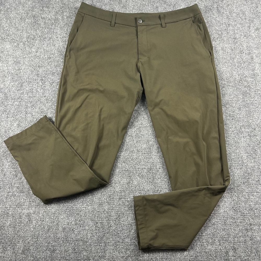 Lululemon Commission Pant Mens 38 Olive Green Warpstreme Slim Chino Trousers
